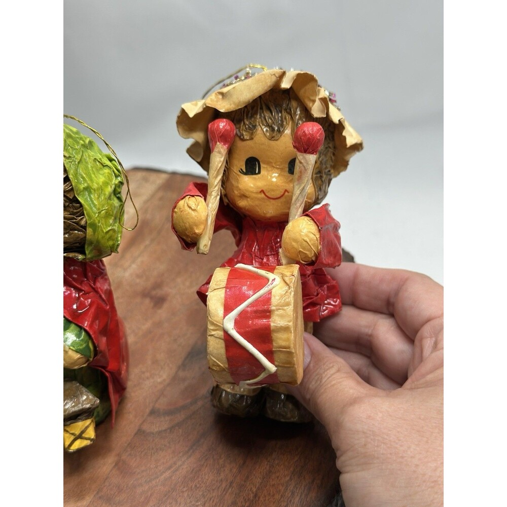 Paper Mache Christmas Caroler Figurines ( Lot Of 3 ) 5-6” Tall